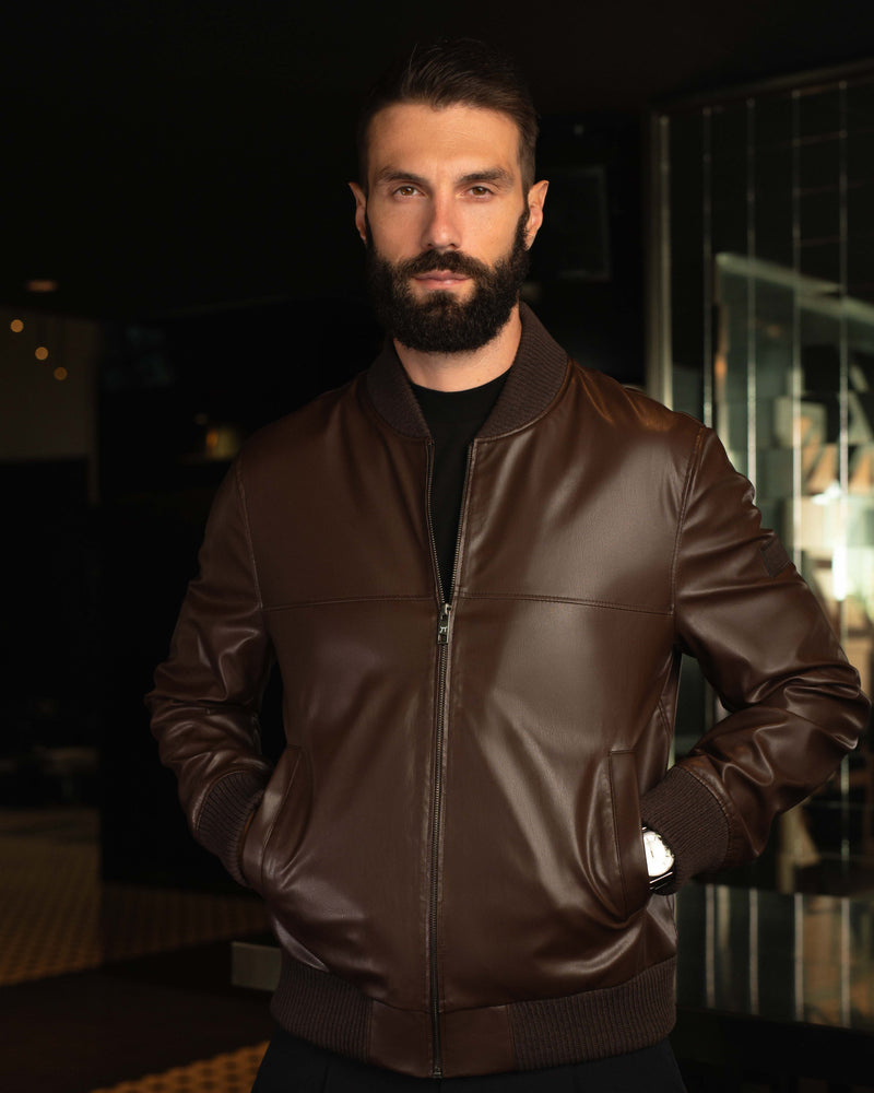 LAZARE™ MARASH LEATHER JACKET - BROWN
