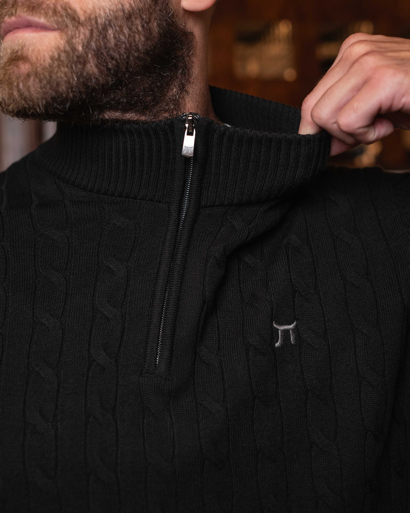 LAZARE™ OXFORD KNIT SWEATER - BLACK
