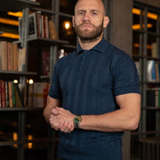 LAZARE™ POLO LINE KNIT - INDIGO BLUE