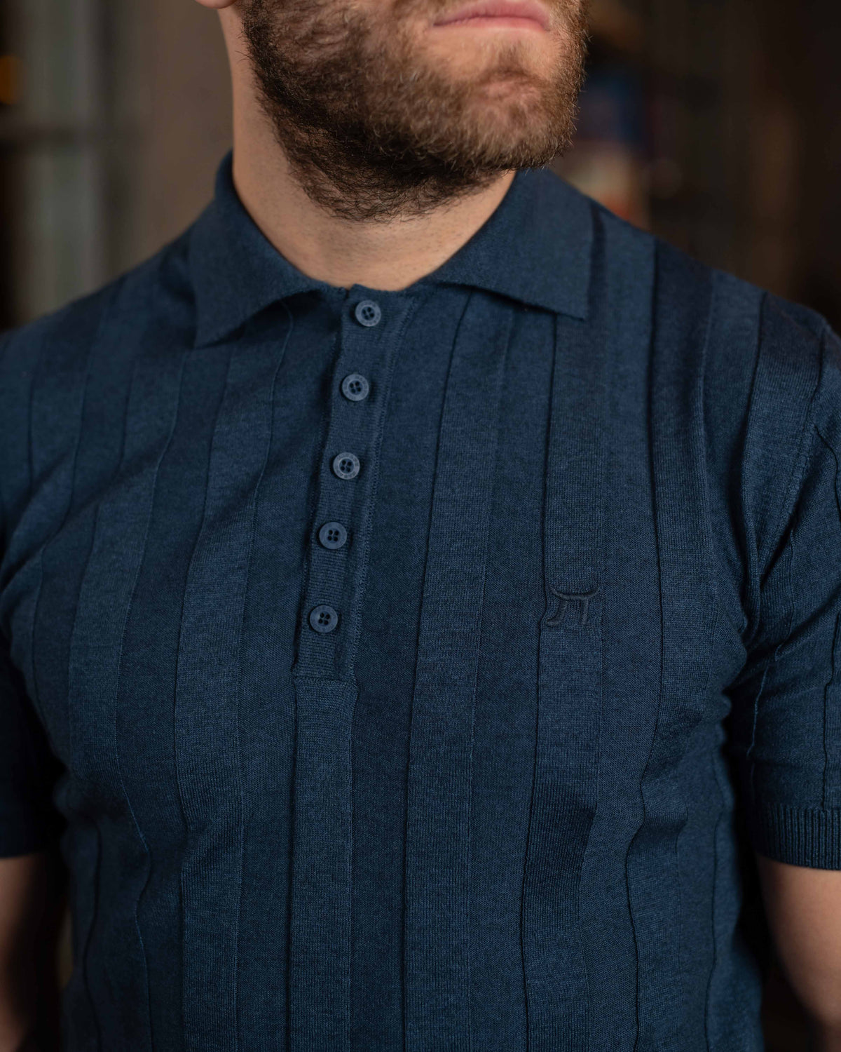 LAZARE™ POLO LINE KNIT - INDIGO BLUE