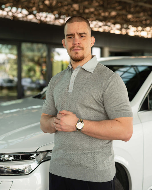 LAZARE™ POLO TECH KNIT - CLASSIC GREY