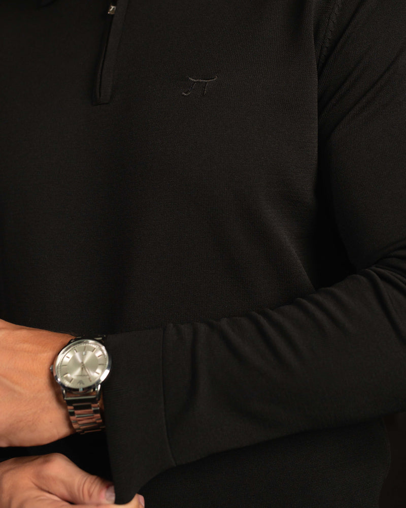 LAZARE™ POLO ZIP KNIT - BLACK
