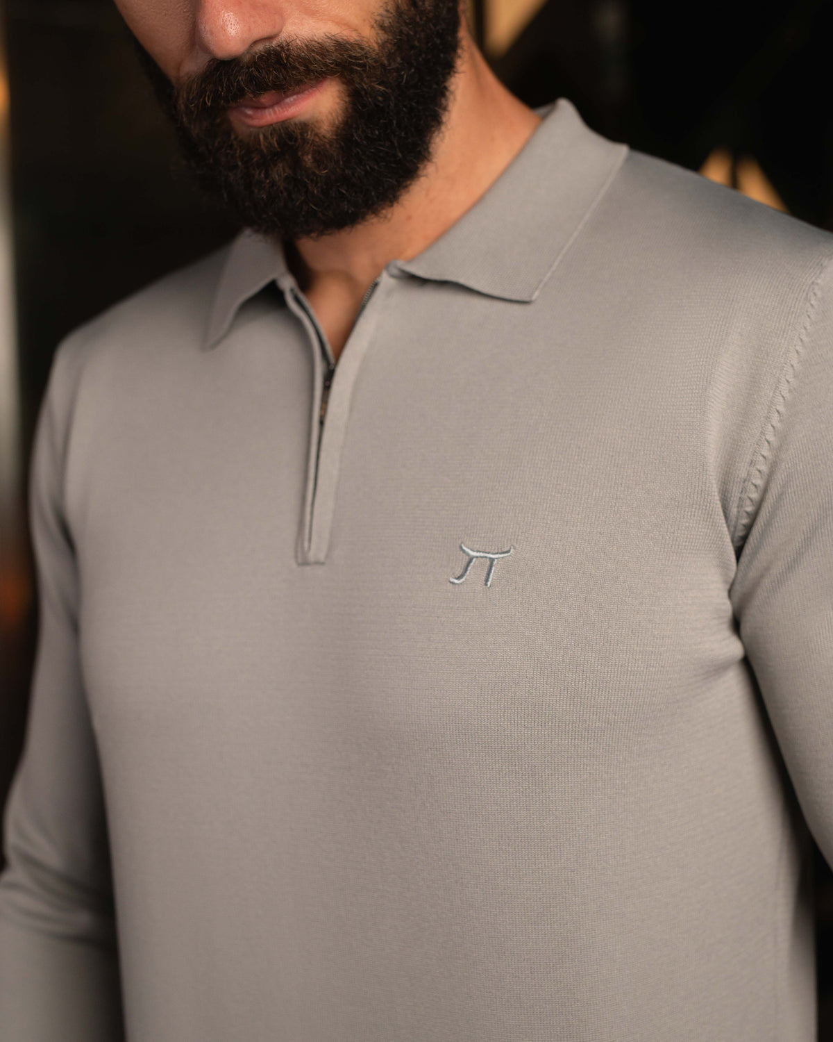 LAZARE™ POLO ZIP KNIT - GREY