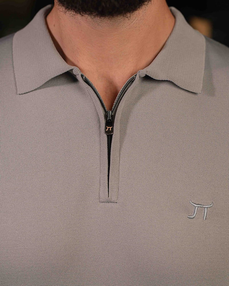 LAZARE™ POLO ZIP KNIT - GREY