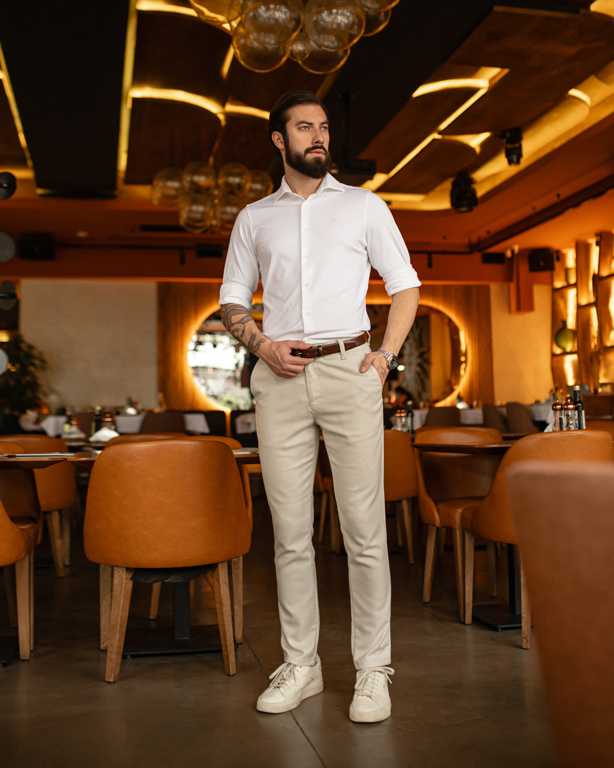 LAZARE™ GENTLE LINES PANTS - LIGHT BEIGE