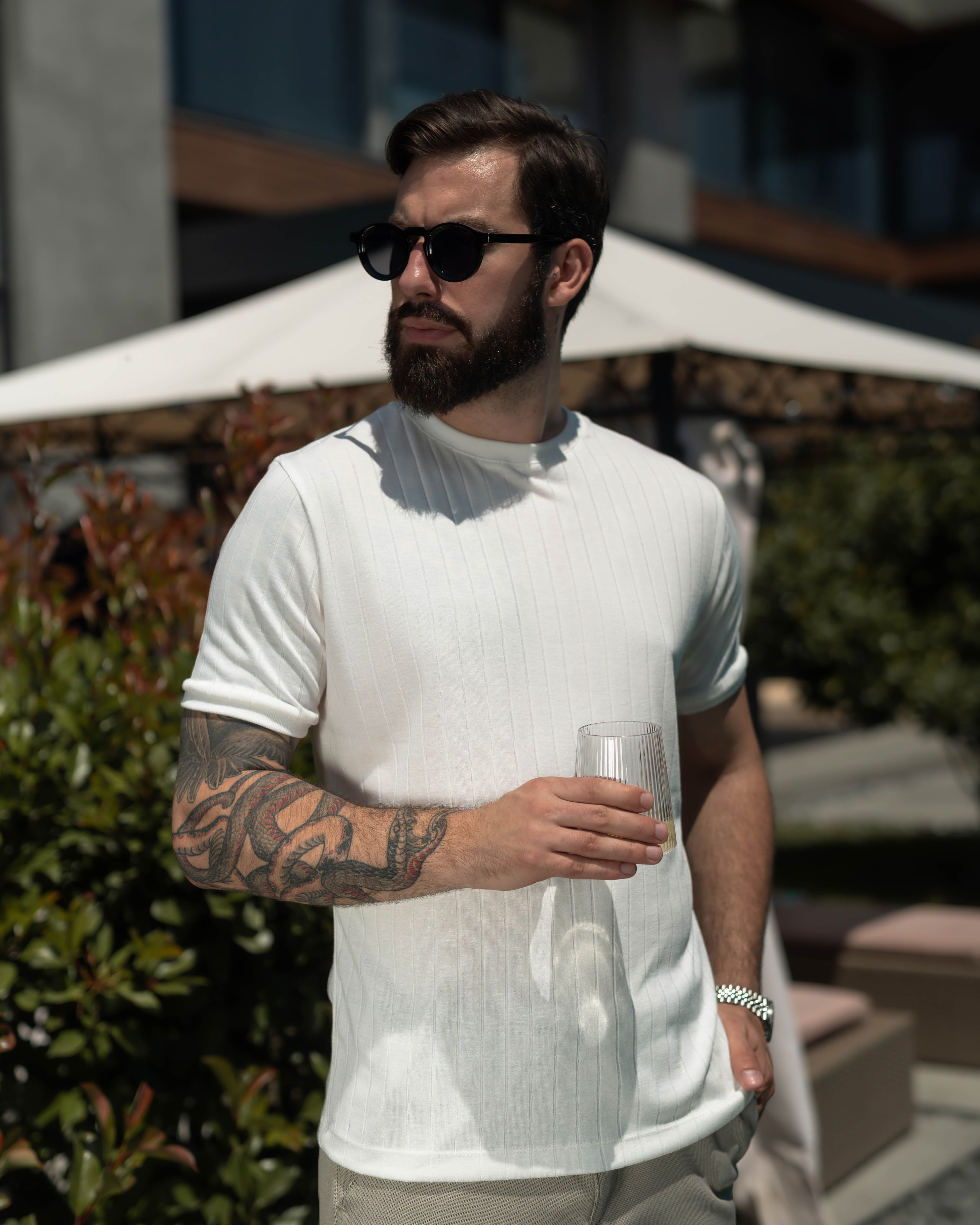 LAZARE™ AZUR LINES T-SHIRT - WHITE