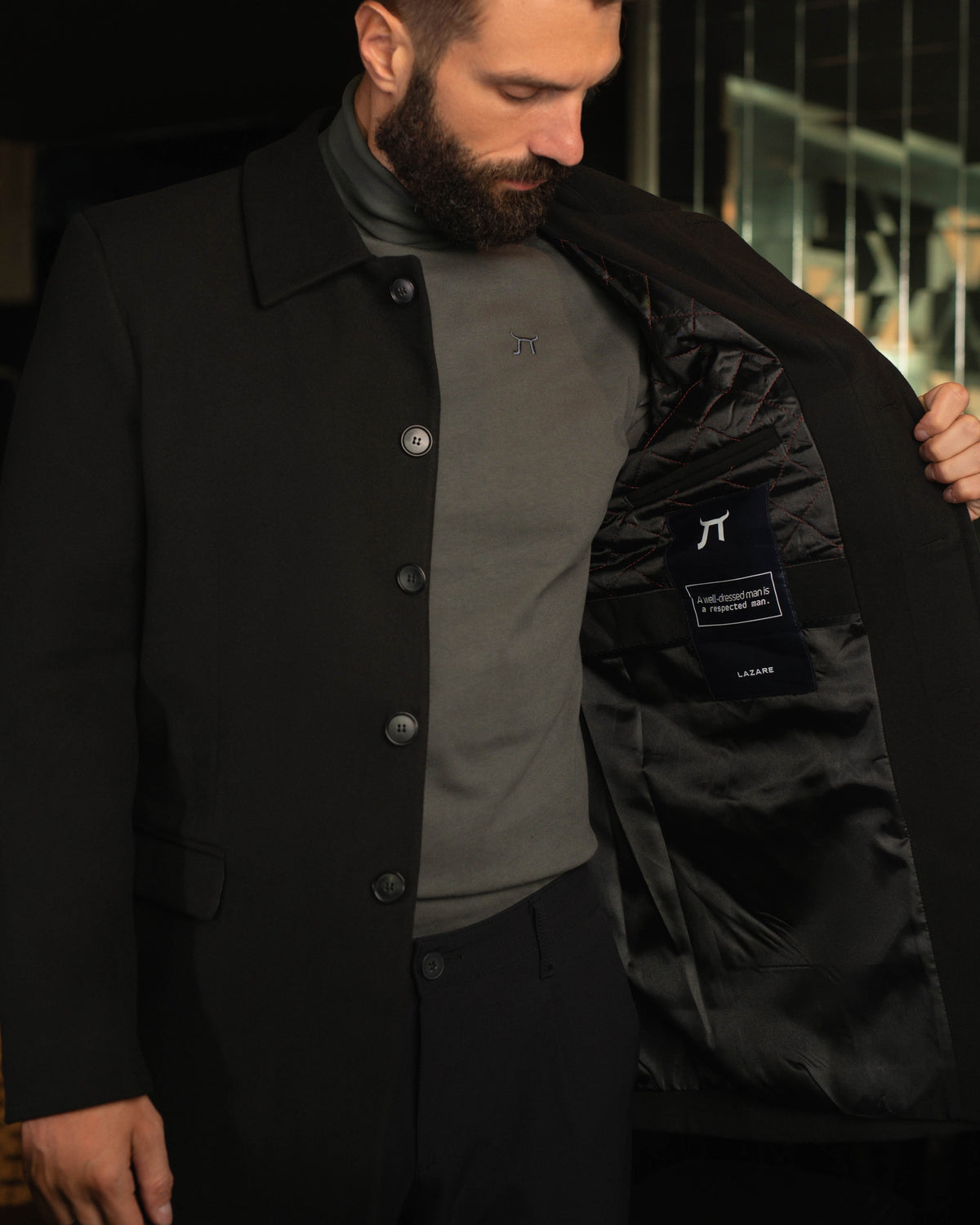 LAZARE™ REGENT COAT - BLACK