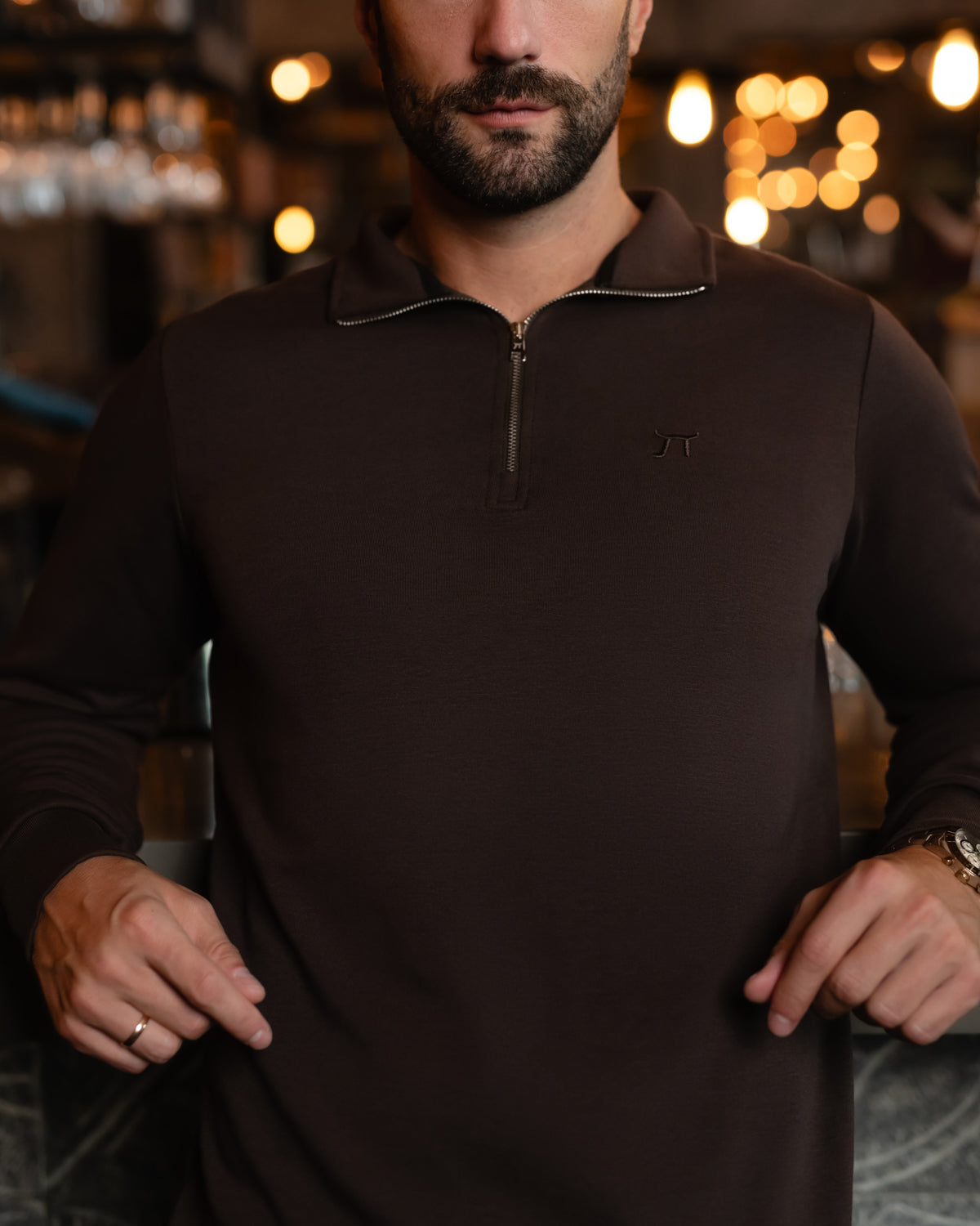 LAZARE™ RICHMOOD QUARTER-ZIP - TOBACCO