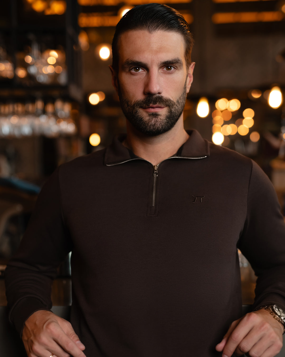 LAZARE™ RICHMOOD QUARTER-ZIP - TOBACCO