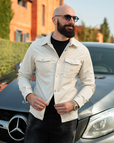 LAZARE™ SOFT CLASSIC OVERSHIRT - LIGHT CREAM