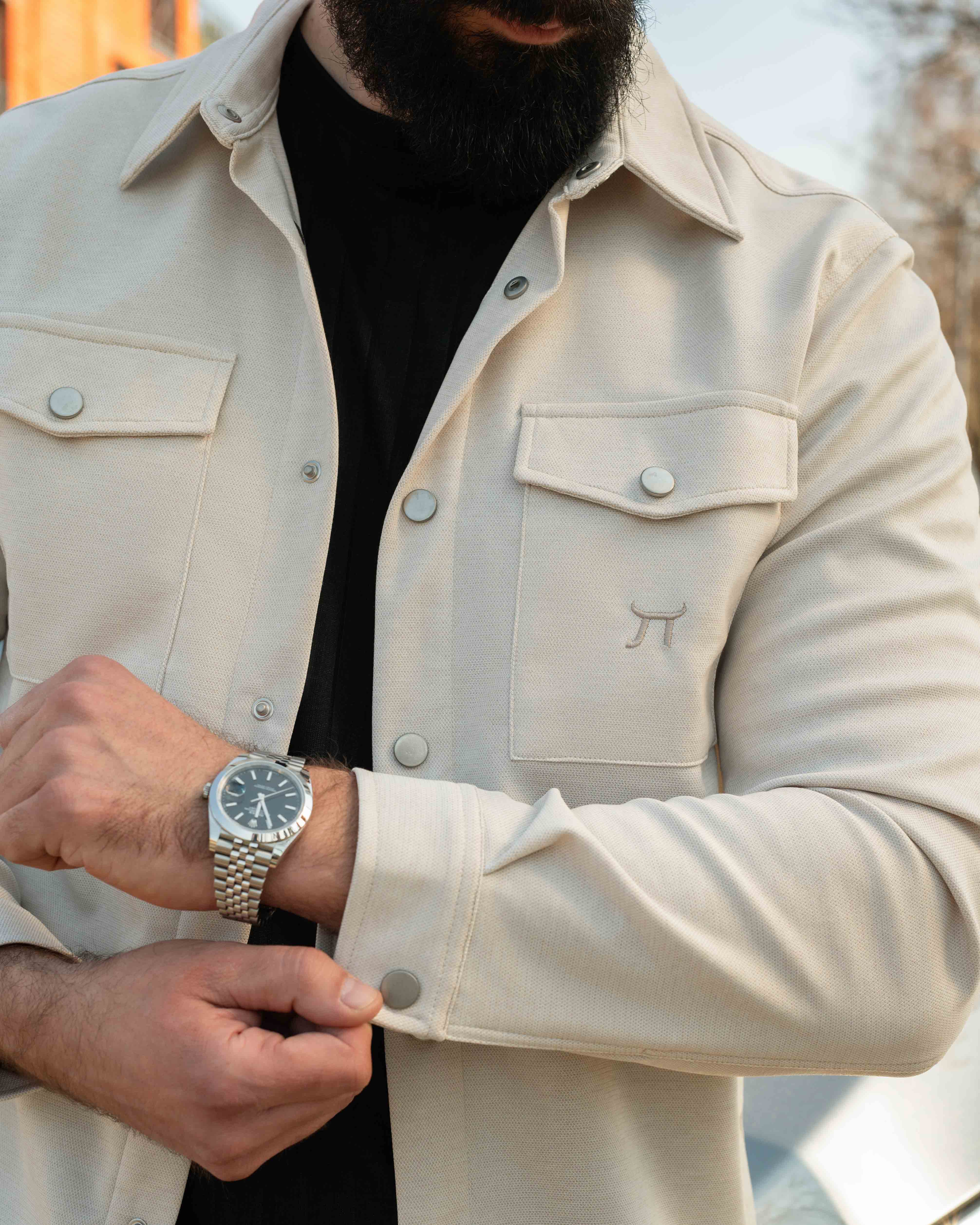 LAZARE™ SOFT CLASSIC OVERSHIRT - LIGHT CREAM