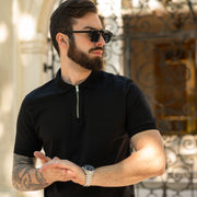 LAZARE™ RIVIERA ZIP POLO - BLACK