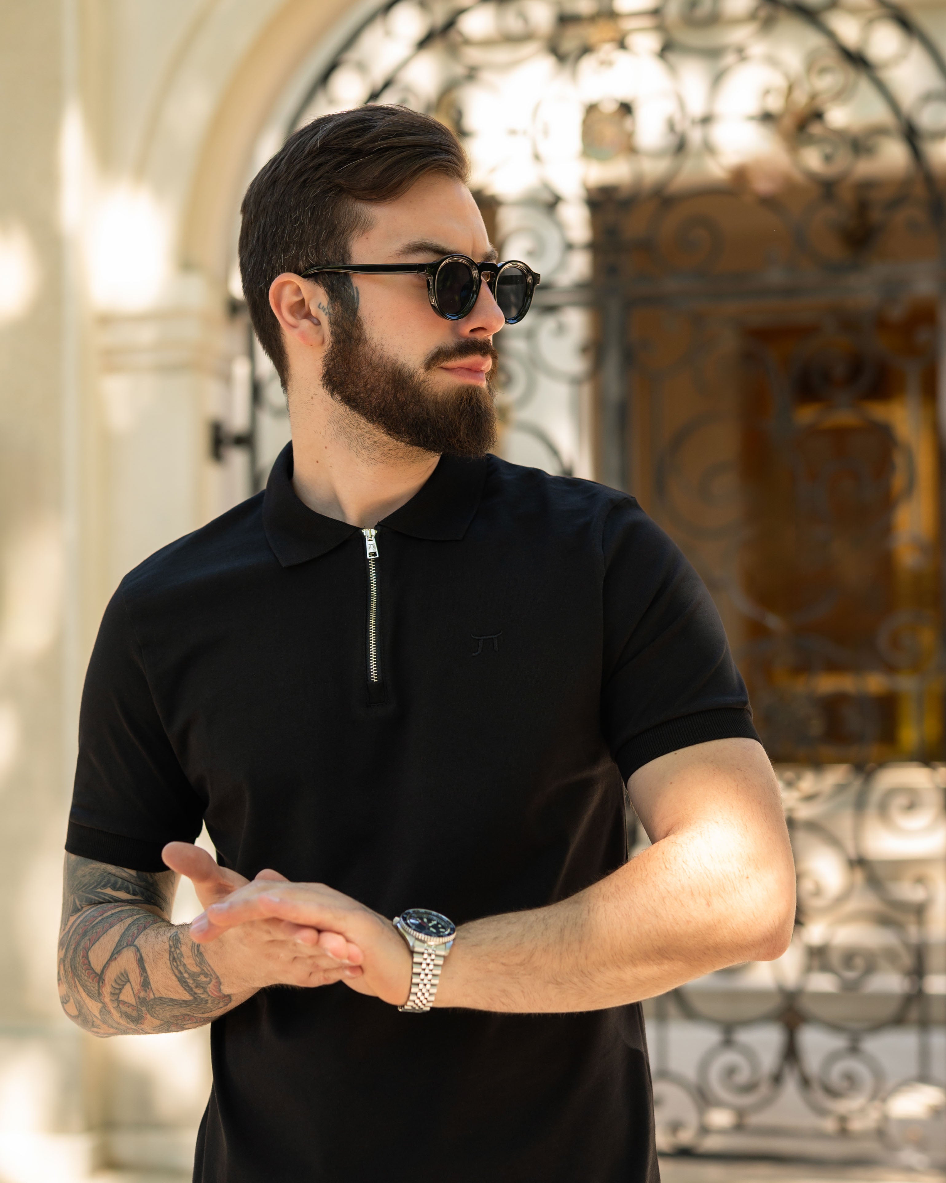 LAZARE™ RIVIERA ZIP POLO - BLACK