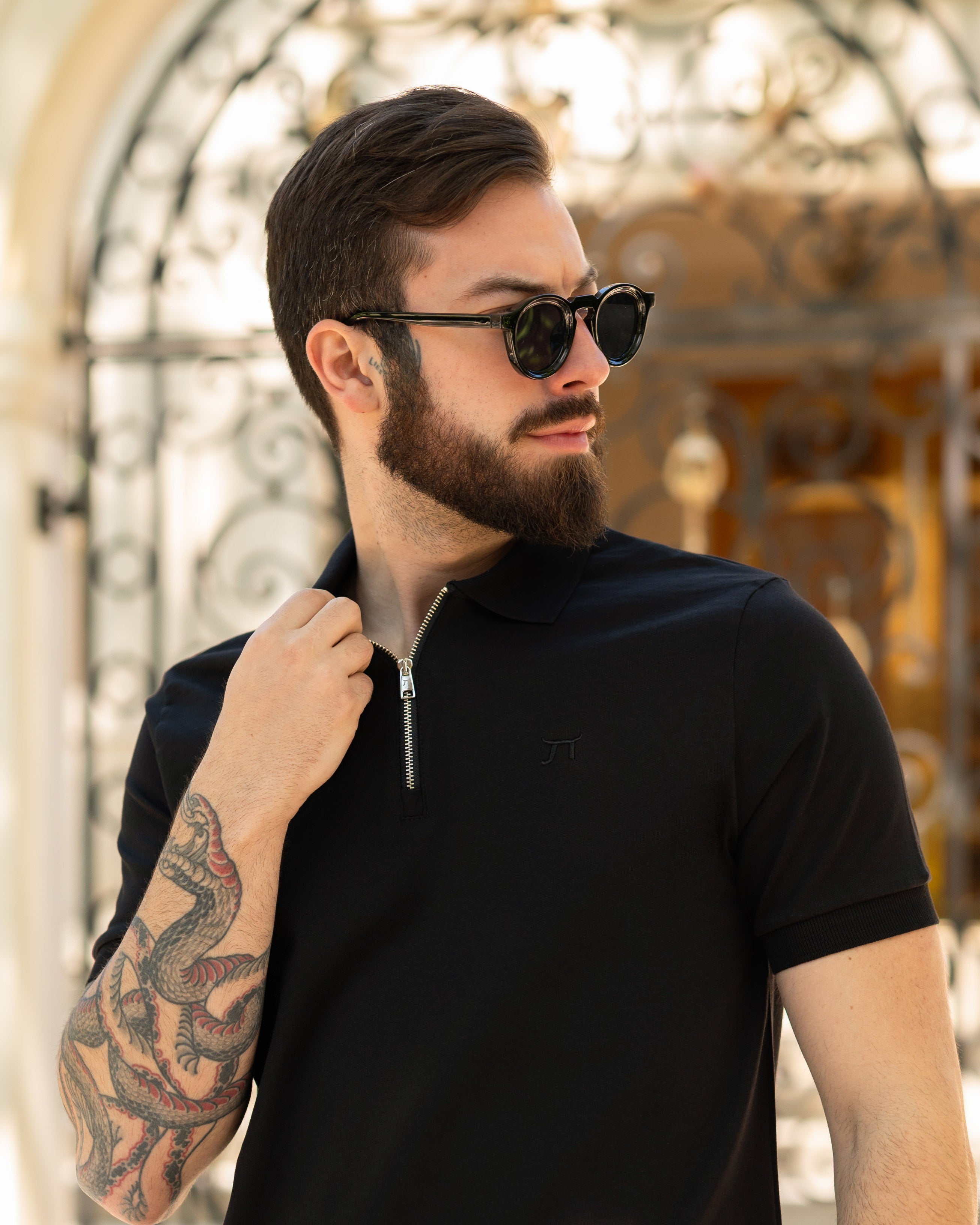 LAZARE™ RIVIERA ZIP POLO - BLACK