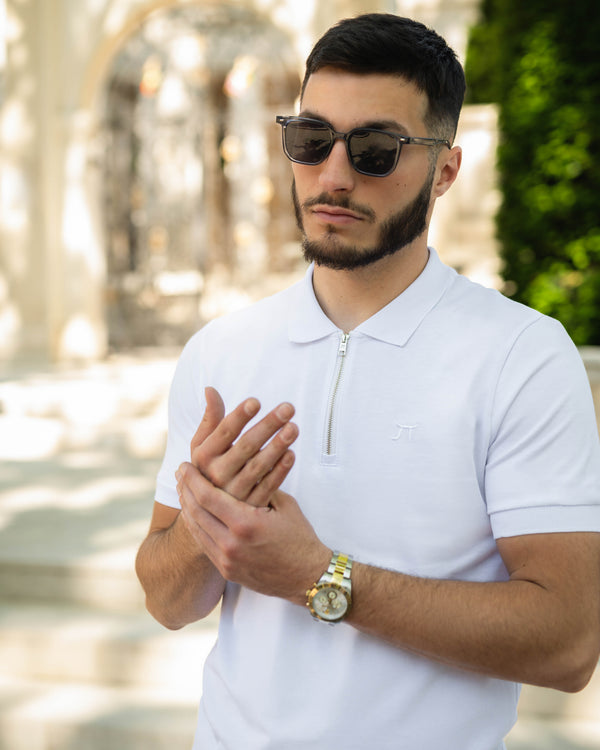 LAZARE™ RIVIERA ZIP POLO - WHITE